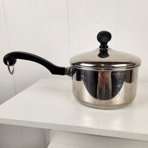 Vintage Farberware 1qt Sauce Pan With Lid Stainless Steel Aluminum Clad USA